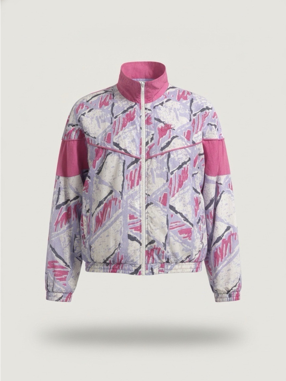 Vintage Nike Windbreaker Jacket Large Pink Purple Abstract Full Zip 90s XL